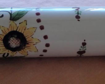 Wood and Porcelain Rolling Pin/Sunflowers/Miami,Florida