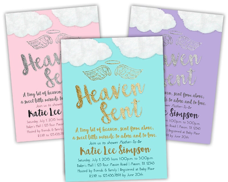 Sent From Heaven Baby Shower Invitations 2