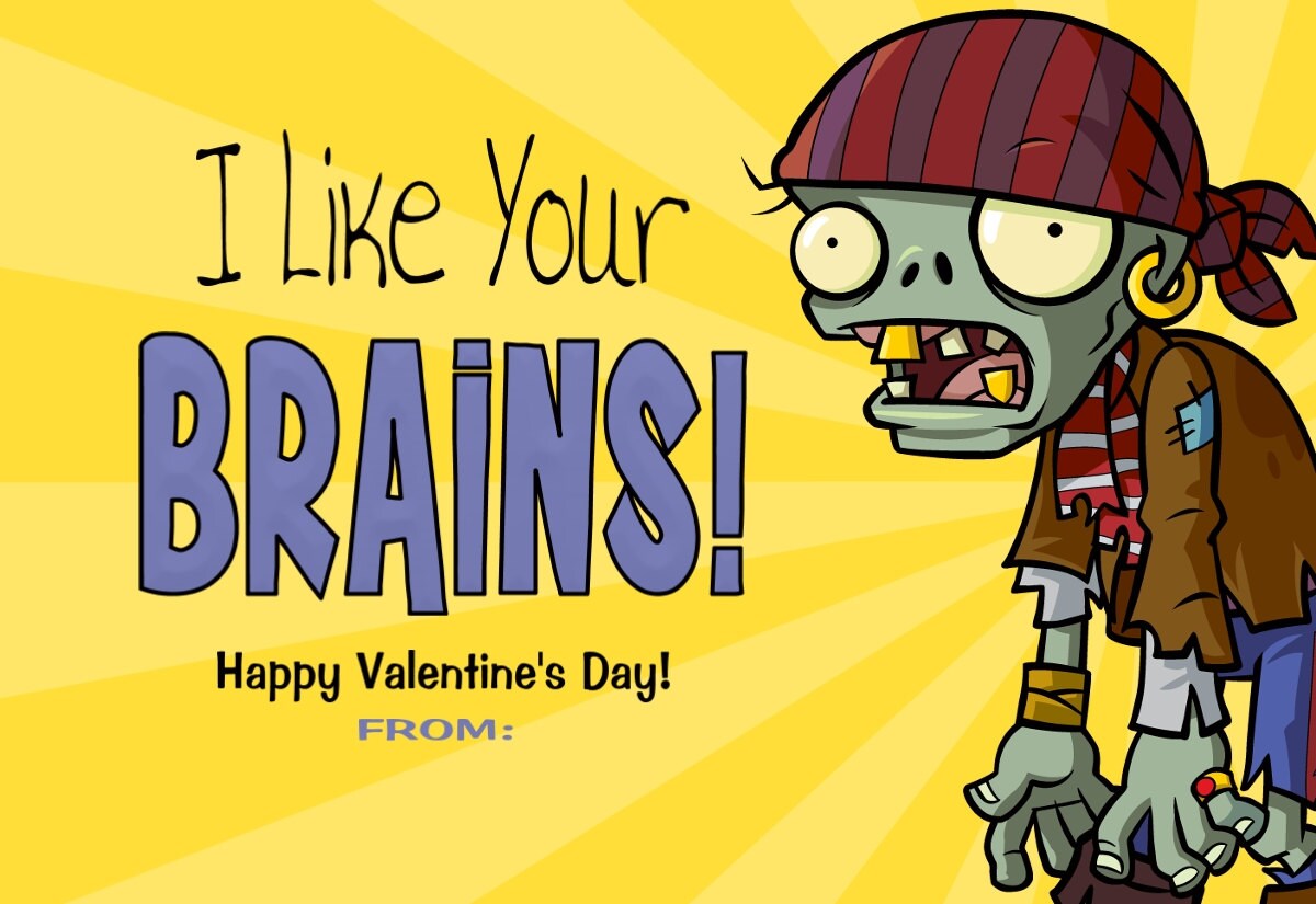 Zombie Valentine Cards Print at Home File