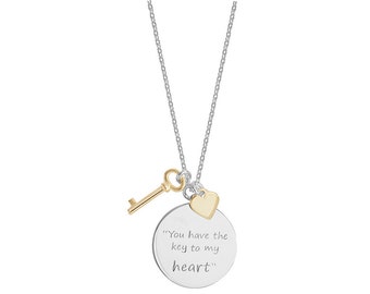 Sterling Silver Key to My Heart Necklace Valentine Gift Wedding Gift