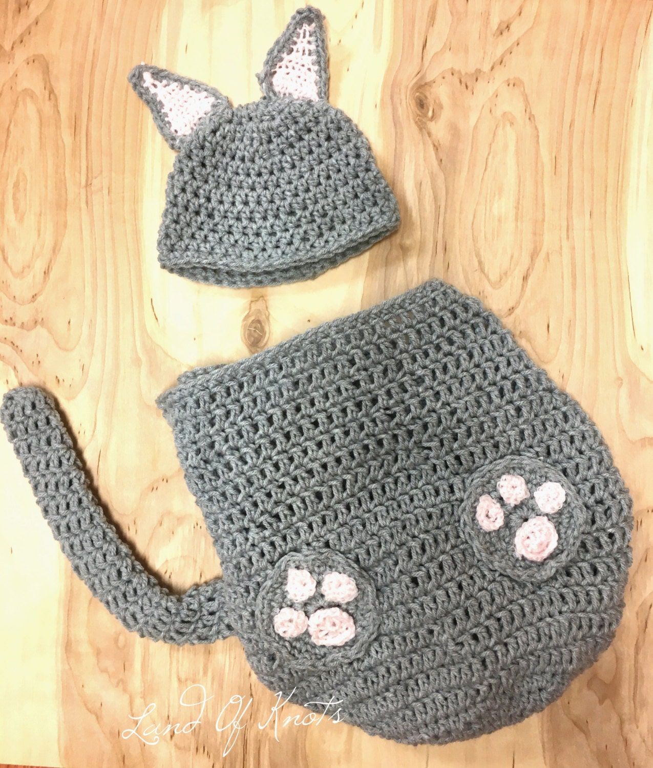 crochet cat outfit newborn cat swaddle grey cat hat newborn