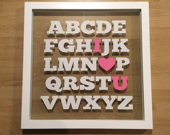 Custom ABC I Love You Floating Frame Personalized 12x12