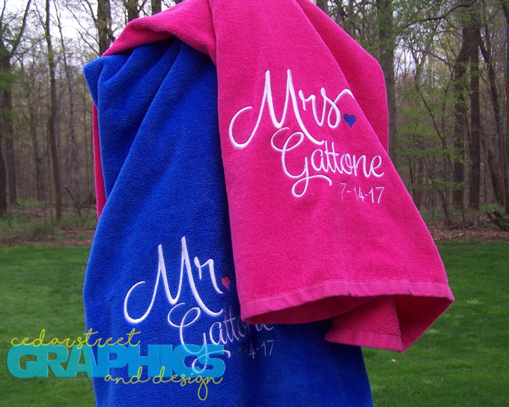 Mr and Mrs Beach Towels EXTRA LARGE His and Hers Beach towel