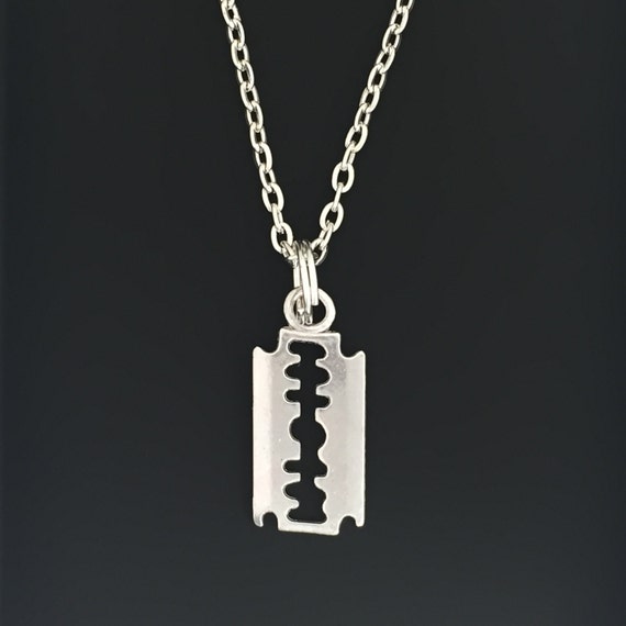 Razor Blade Necklace Razor Blade Jewelry Emo Necklace Punk