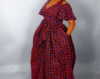 NEW IN :African print cold shoulder maxi dress with sash,African clothing,African wax print,African dresses,dresses,maxi skirts