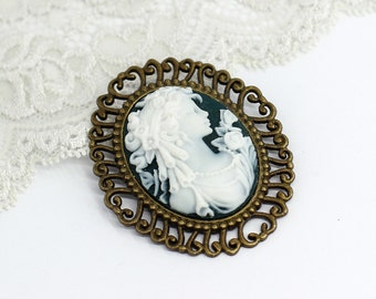 Lady cameo brooch Vintage brooch Victorian brooch Mother day gift for mom gift for women gift for wife gift for her birthday gift for sister