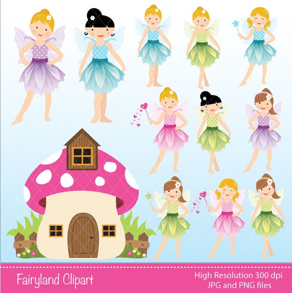 Digital Clipart Fairyland for Scrapbooking Invitations