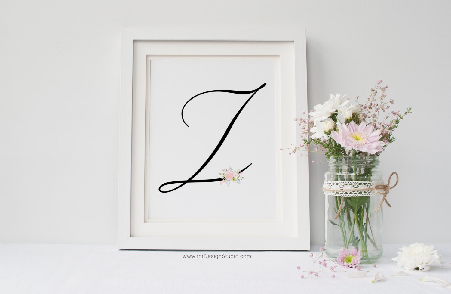 Monogram Letter Z Wall Art Initial Print Nursery Wall Art
