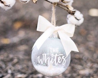Custom Holiday Ornament, Personalized Christmas Ornament Name, Custom Snow Globe Ornament, Frosted Snow Globe Ornament Personalized Ornament