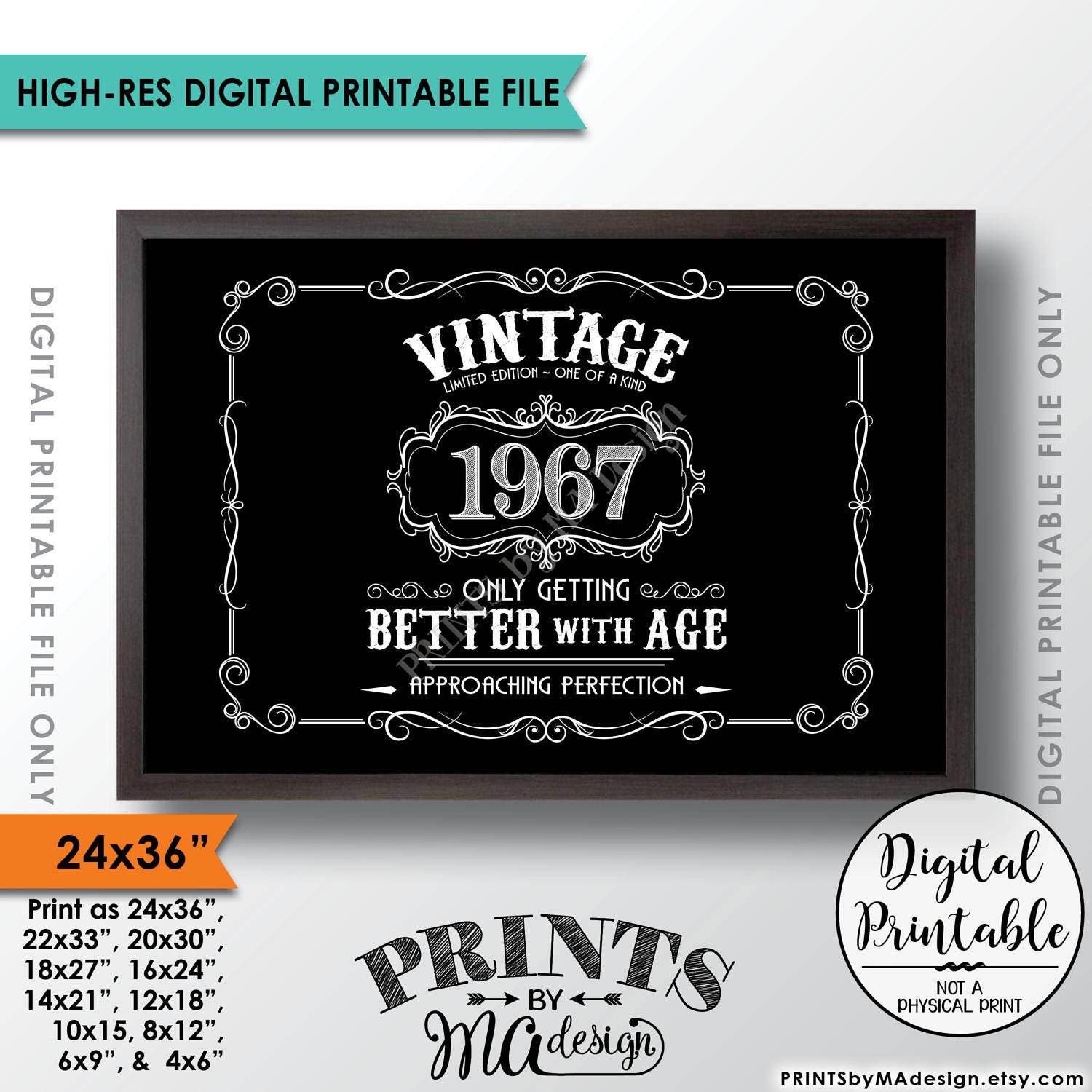 Vintage Birthday Sign, Aged to Perfection Party Decorations, Liquor ...