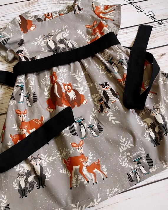 Items similar to Baby woodland dress, Girls dress gray, Baby dress