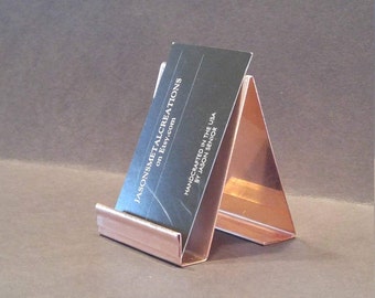 Vertical copper business card holder