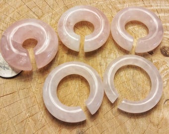 Rose quartz hoops ear weights (Pair or Single)