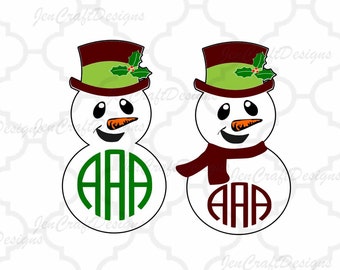 Snowman svg Monogram Frame SVG DXF Eps Png Monogram Frames Holiday Monogram Frame Cut File Cricut Design Space, Silhouette Studio