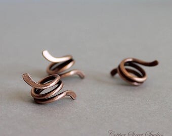 Copper Dread Bead, Hair Bead Set of 3, LOC Jewelry, Dread Accessories, Wire, Metal Hair Jewelry for Braids, Copper Wire Hair Jewelry