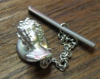 Caesar Tie Tack- Classic Figural Bust -Silver