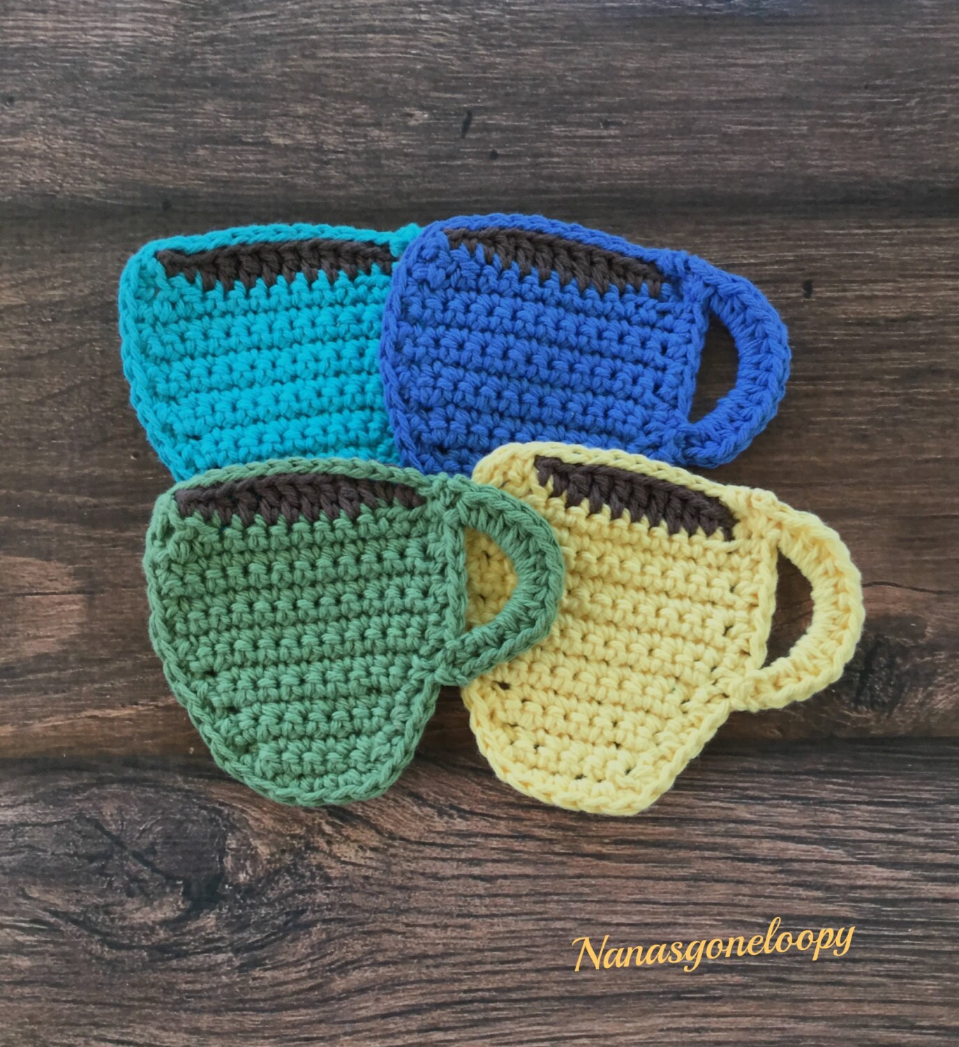 Crochet Coasters Coffee Mug Coaster Set Multi colored Cup