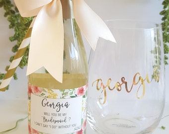 Will you be my Bridesmaid - Personalized Mini Champagne/Wine Bottle Labels - Labels ONLY