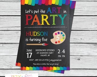 Art Birthday Party Invitation - Painting Party Invitation - Art Party Invitation - Printable Birthday Invitation - Digital Download
