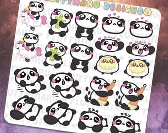Panda Deco Sticker Set || Planner Stickers, Cute Stickers for Erin Condren (ECLP), Filofax, Kikki K, Etc. || DS17
