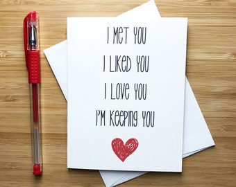 Cute Love Card, Anniversary Card, , Love Greeting Cards, Greeting Card, Just Because, Romantic Card, I Love You, For Husband, For Wife