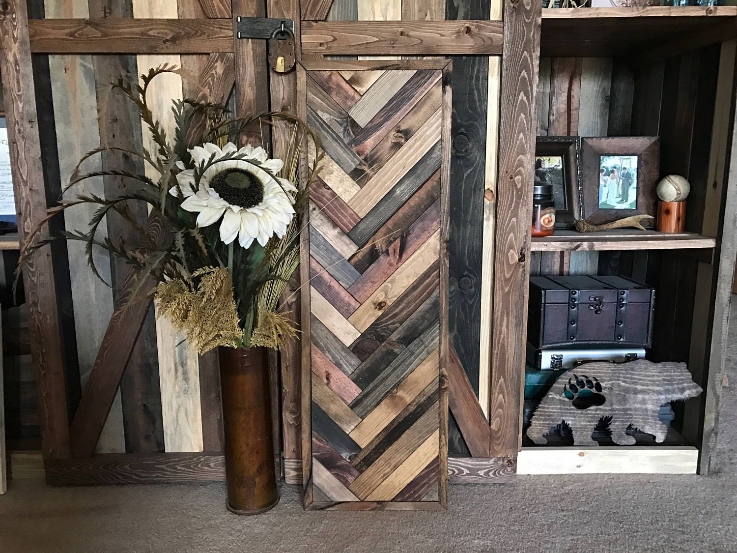 Rustic Herringbone Wood Wall Art