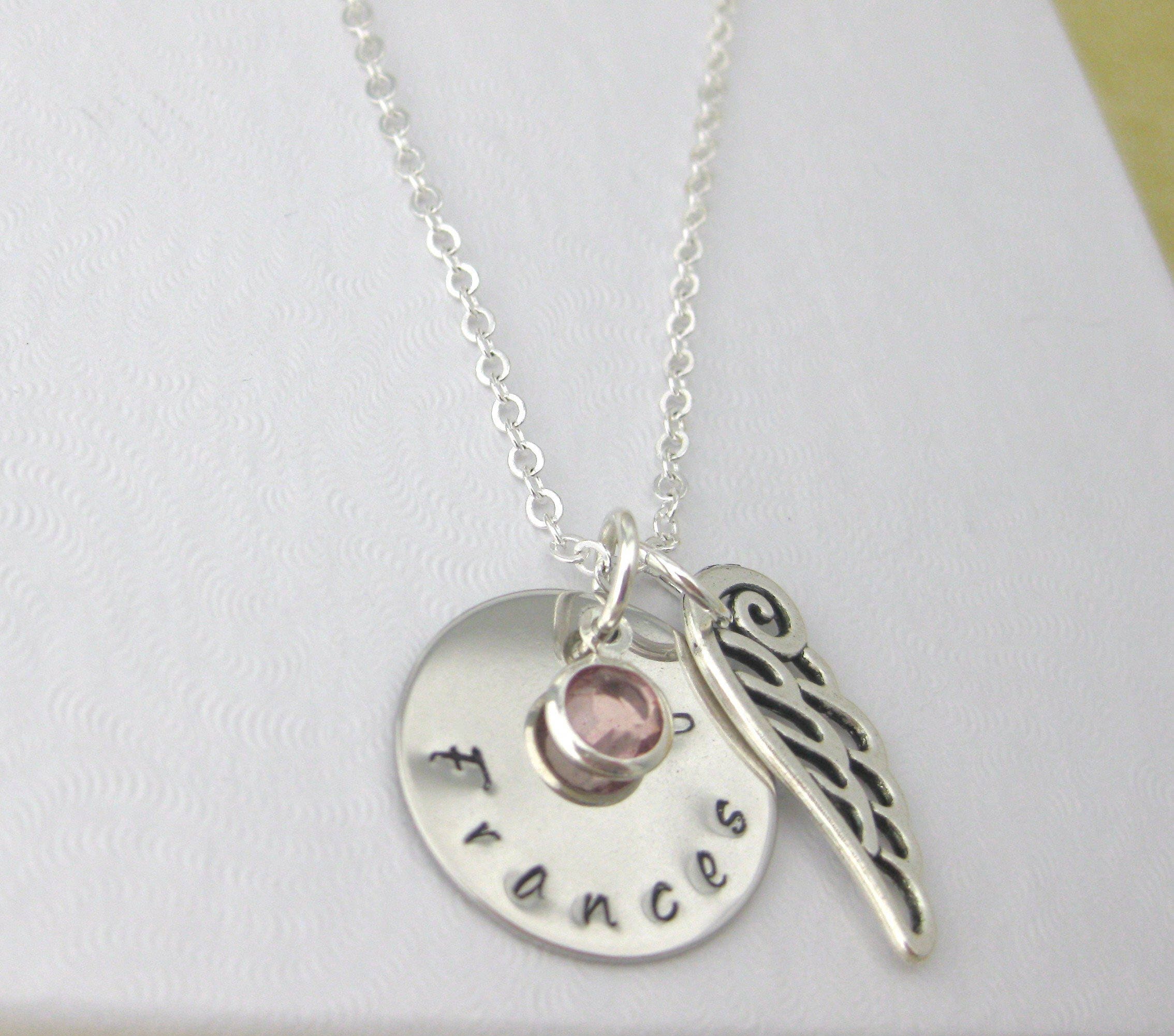 jewelry uk handwriting custom Gift Stamped Name Hand Personalized Birthstone Necklace