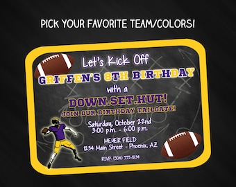 Football Invitation, Football Birthday Invitation, Football Party Invitation, Tailgate Party Invitation, Pick Your Team, Digital Printable