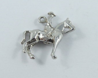 Equestrian Rider and His Horse Sterling Silver Charm or Pendant.