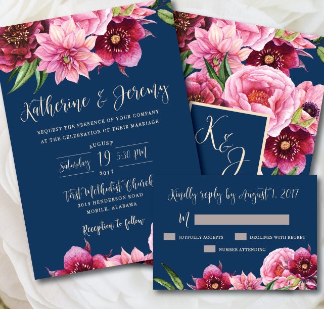 Navy And Red Wedding Invitations 7