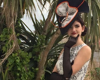 Handmade hat/headpiece black & orange