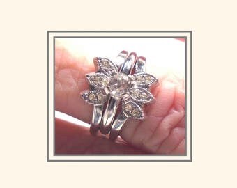 vintage vargas bridal set sterling silver wedding set engagement ring ring guard - Antique Wedding Ring Sets vintage vargas bridal set sterling silver wedding set engagement ring ring guard - Antique Wedding Ring Sets