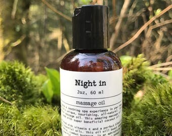 Night In- Libido booster massage oil, coconut oil massage oil, aromatherapy, aphrodisiac, couples gift, valentines day gift, boyfriend gift