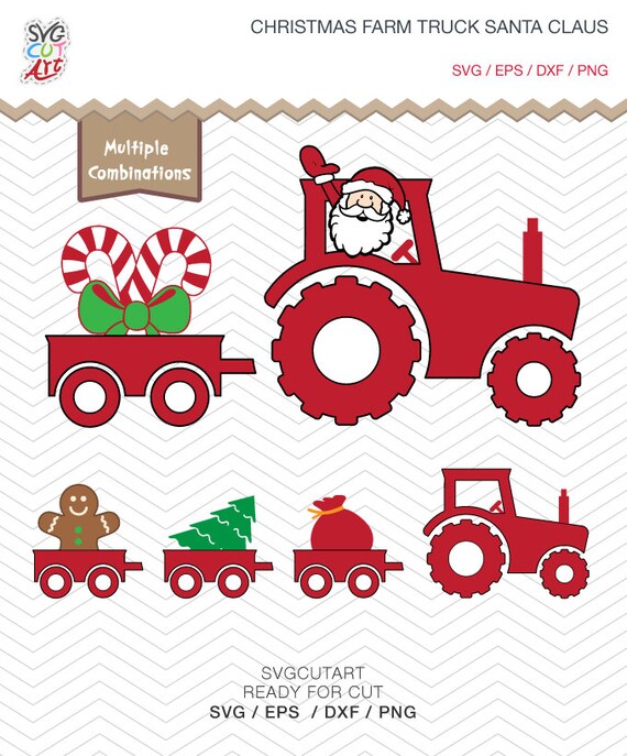 Download Christmas Farm Truck Santa Gingerbread Candy Tree Bag DXF SVG