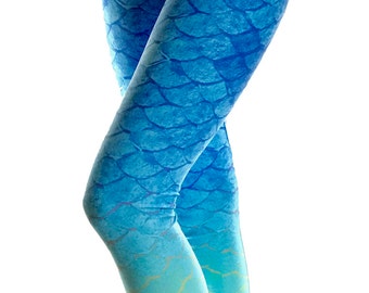 Mermaid Leggings - Mermaid Costume - Yoga Leggings - Patterned Legging - Fish Leggings - Halloween Costume - kids leggings - Child