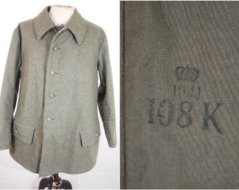 WW2 Swedish M59 Grey Wool Four Pocket Tunic Jacket Dated 1941 Size 108 42"