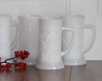 Vintage Milk Glass Beer Steins, Federal Beer Steins, Vintage Barware, Gift For Him, Fathers Day, Listing For 1 Stein, Beer Stein
