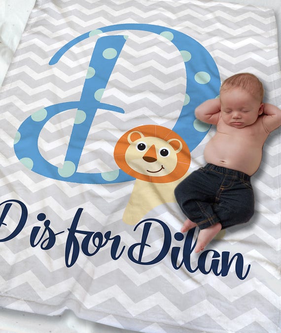 Custom Baby Name Blanket Personalized Baby Blanket Boy