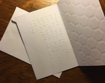 Brailled Card with Embossed Honey Comb Pattern with Personalized Message