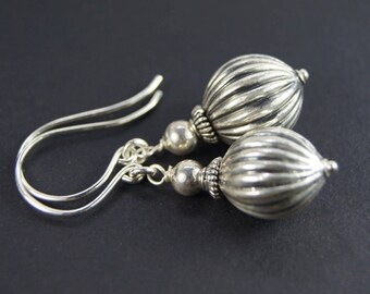 Handmade Sterling Silver Pumpkin Earrings E 053
