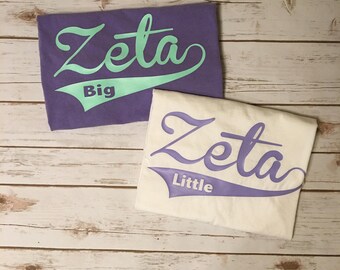 Big Little Zeta Shirts//Baseball Zeta Shirt//Big Little Reveal Shirts//Big Little Shirts//Big Little
