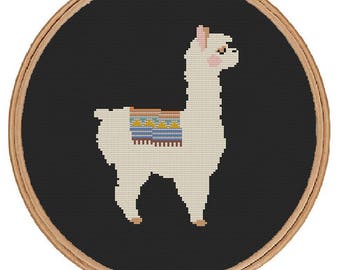 Llama Cross Stitch Pattern - instant digital pdf download -cute animal modern sweet simple alpaca