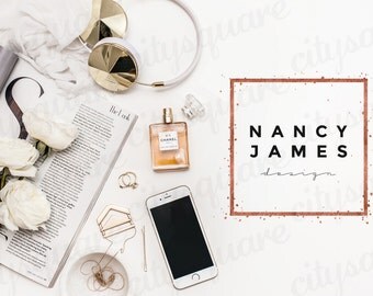 Premade Logo, Modern Logo Design, Geometric Logo, Glitter Logo Template, Customizable Minimalist Business Branding, Elegant Square Logo