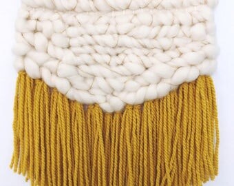 MADE TO ORDER | Woven Wall Hanging | Yellow Gold and Cream | Woven wall art | Woven wall tapestry weaving | Wall weaving | Tapestry wall han