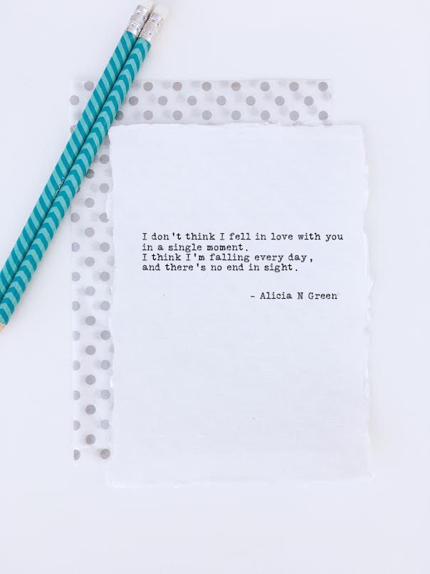 Romantic love poem gift for her or him | First 1st Anniversary Gift | I love you gift | No End in Sight poetry print by Alicia N Green