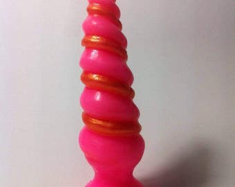Pink Unicorn Horn Dildo, Pink and Gold Unicorn Sex Toy, Silicone Sex Toy, Fantasy Sex Toy, Pink and Gold Unicorn Horn Sex Toy