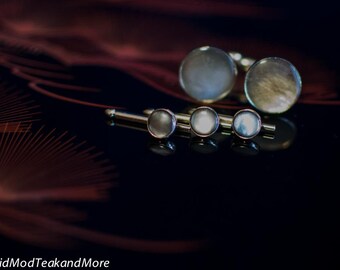 Vintage Gold Toned SWANK Abalone Set Cufflinks and Shirt Studs-REDUCED!