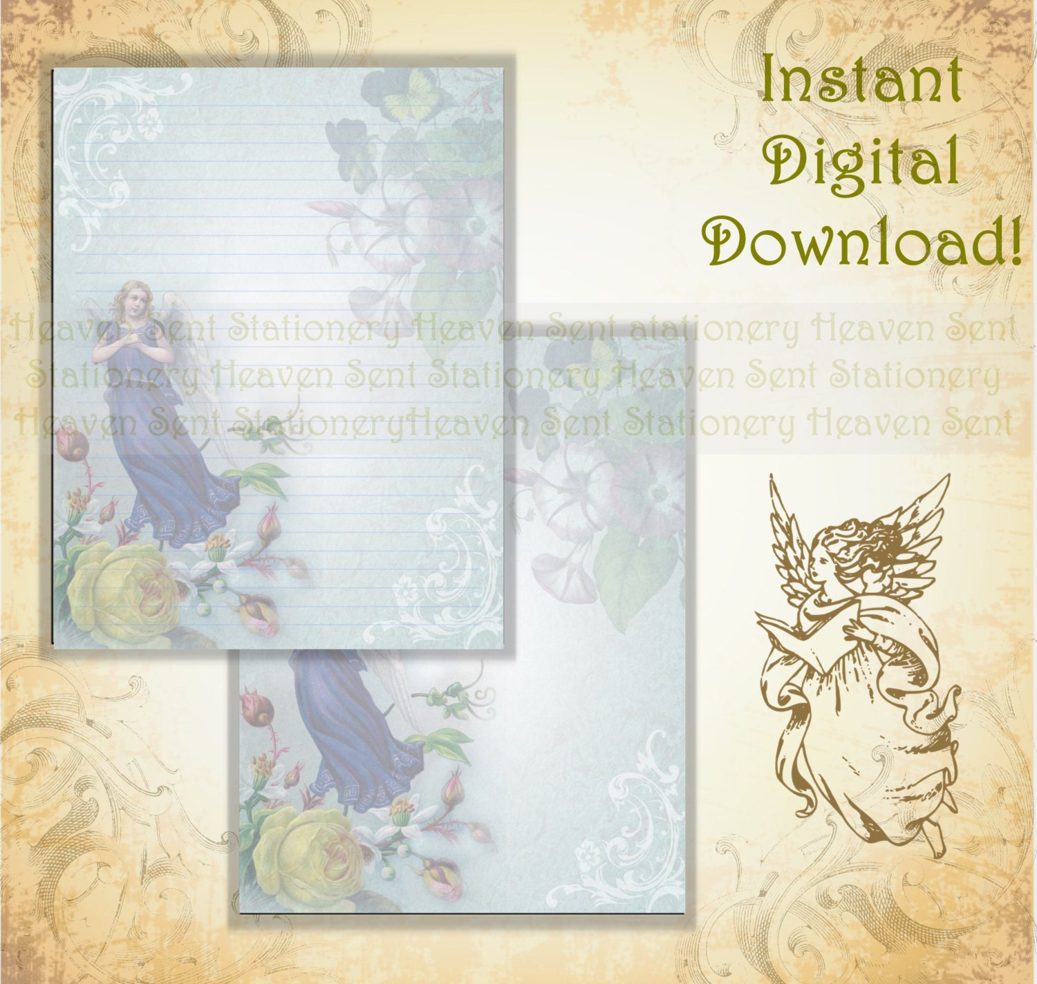 Angel Stationery Vintage Angel Stationery Page Printable