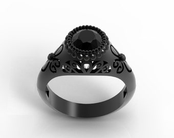 black gold engagement rings 14k black gold womens ring wnatural black diamond halo - Black Gold Wedding Rings black gold engagement rings 14k black gold womens ring wnatural black diamond halo - Black Gold Wedding Rings