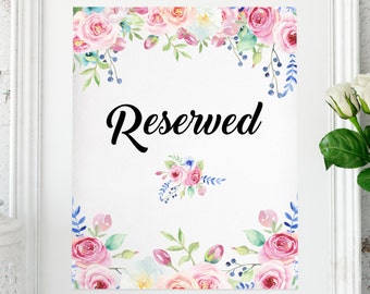 INSTANT, Reserved Wedding Sign Reception printable Wedding decor Wedding printable Wedding reception decor Wedding print #w1